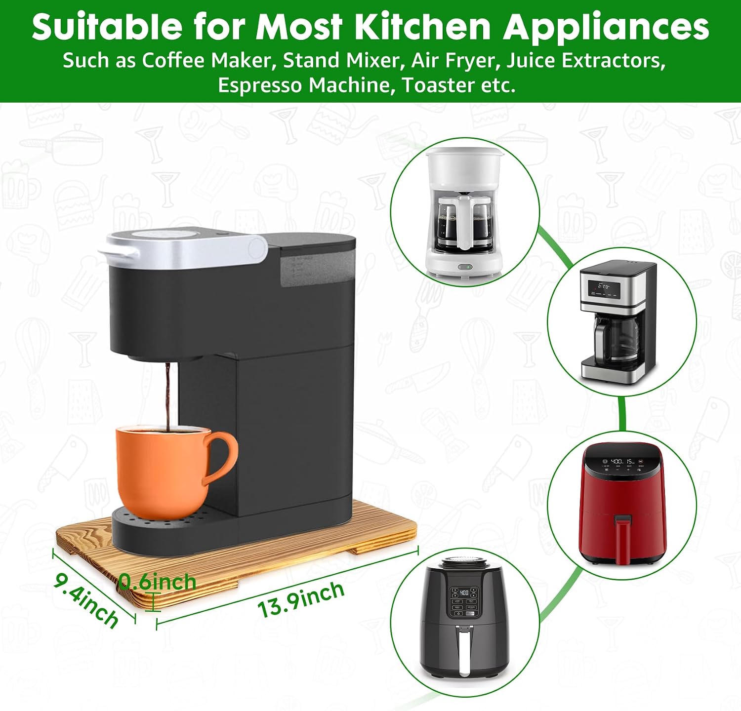 Appliance Slider 360° Rolling Tray for Countertop Coffee Maker Mat image 2