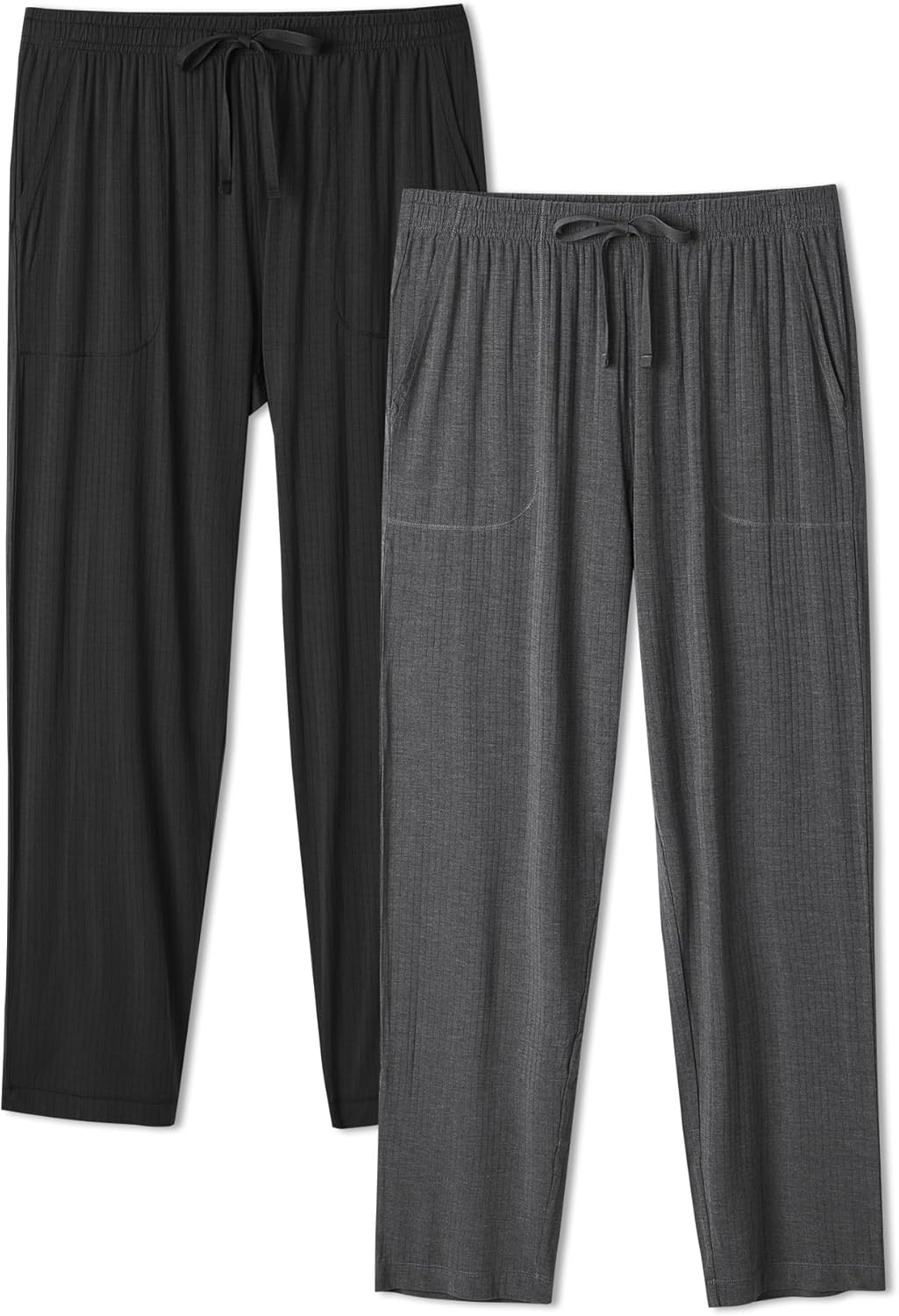 DAVID ARCHY Mens Pajama Pants Bamboo Rayon AirWeave Knit Lounge Pants, Soft Comfy Sleep Bottoms Lightweight PJs 2 Pack