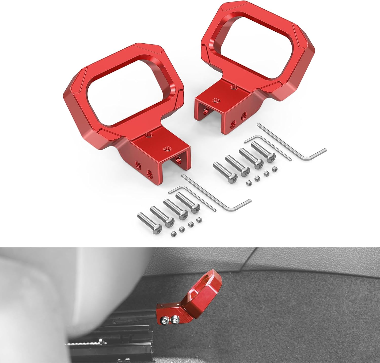 Bevinsee Seat Release Handle Set Replaced for 3C0881253A9B9, 3C0881254A9B9 | Compatible with VW Golf Jetta MK5 MK6 MK7, Compatible with A3 A1 TT Q3, Aluminum Red