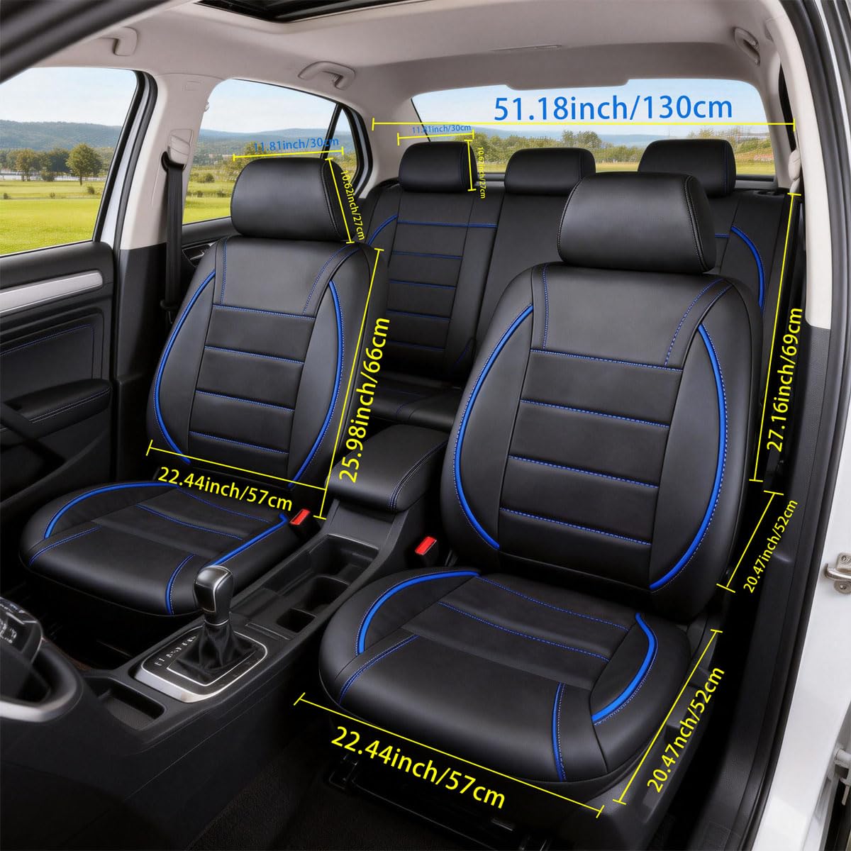 Genérico Fundas para Asientos de Coche para MG MG3 Full Hybrid 2024, Juego Completo de Fundas de Cuero Sintético PU para Asientos Delanteros y Traseros, Compatible con Airbag