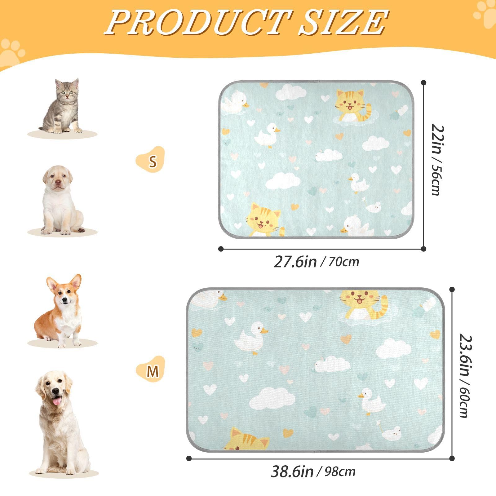 siphylline Cute Cat and Duck Summer Dog House Cooling Self Cooling cat Blankets for Indoor Cats for Rabbits Outdoor Cats Unique Manta Fria para Perros S