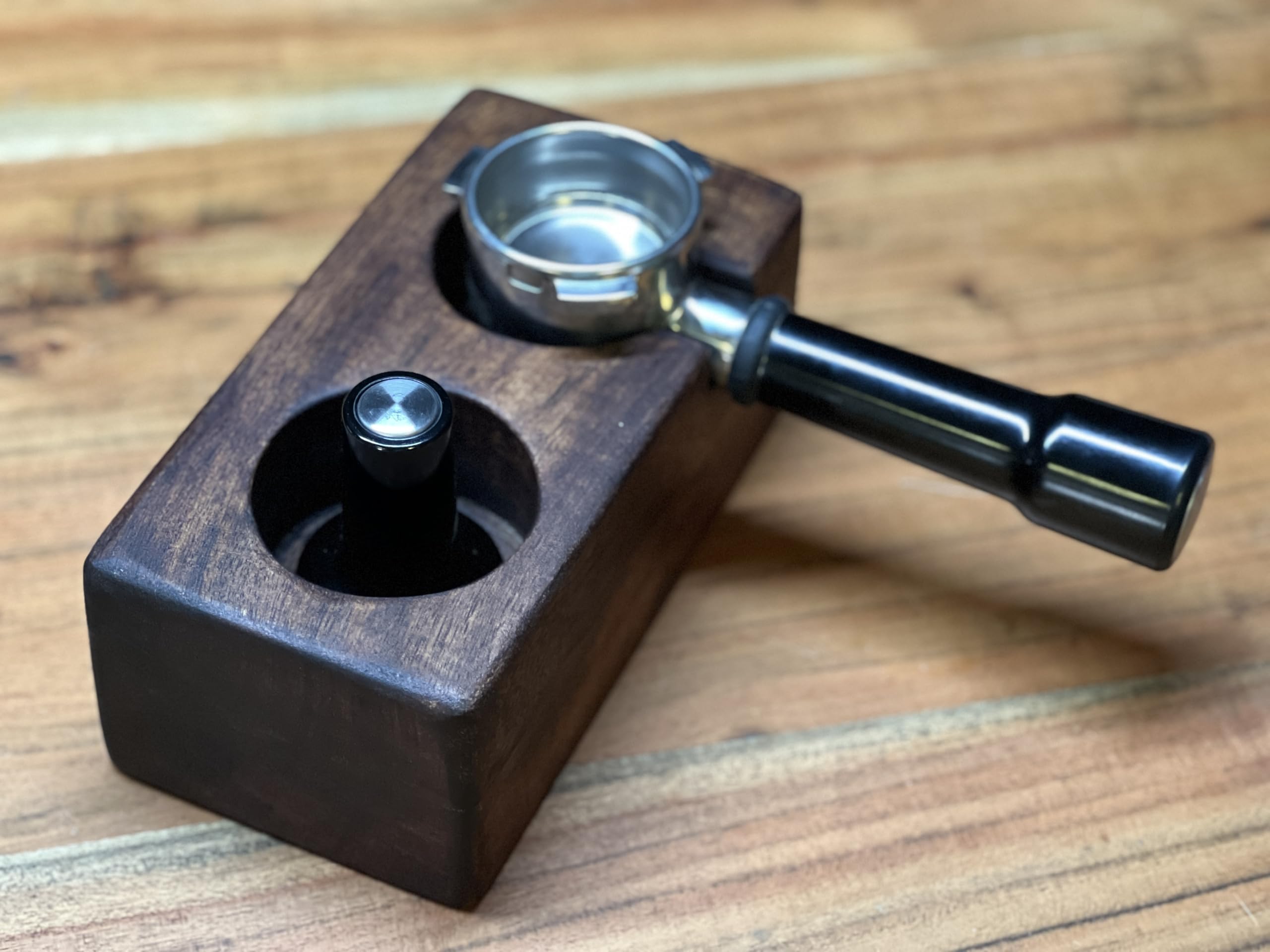 Wood Chop Wooden Coffee Portafilter Holder & Tamping Station | 51mm - 58mm | Handcrafted Mango Wood | Stylish, Elegant & Durable Coffee Bar Accessory for Home & Cafe Use
