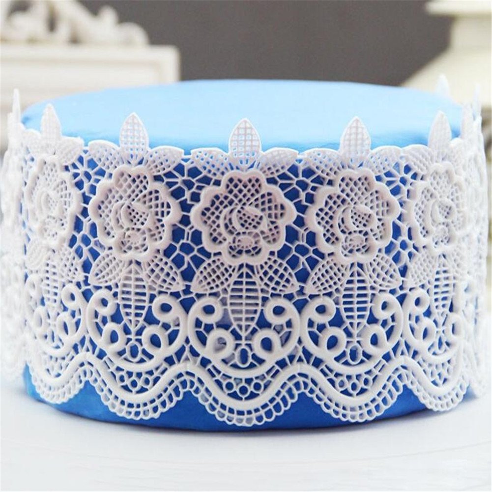 Valink Randomly Vak Bakeware Cake Tools Lace Mats Mold Silicone Lace Mat Fondant Cake Decorating Tools Wedding Flower Embossing Bakery Tools Baking Mat -33.5X10.4x0.3cm