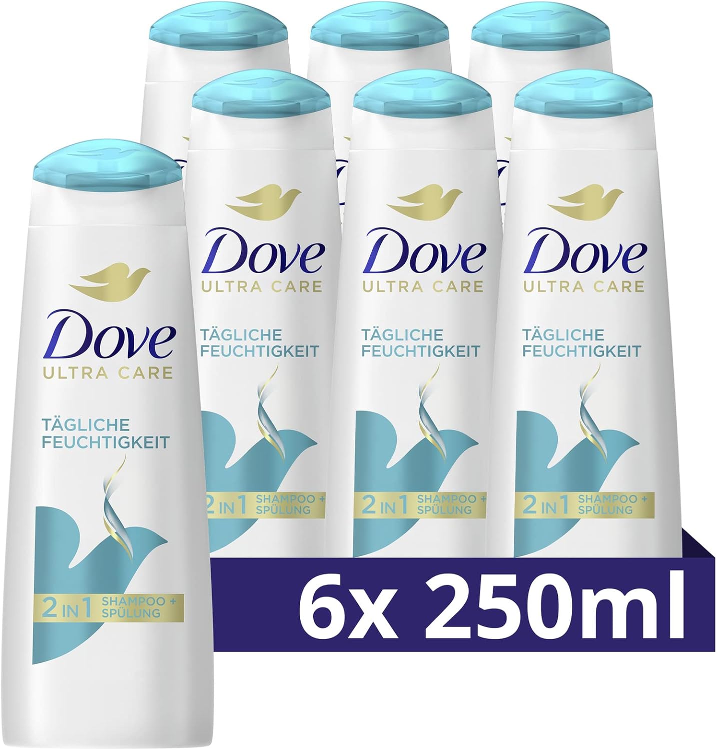 Champú y acondicionador Dove 2 en 1 hidratante, 6 unidades (6 x 250 ml).