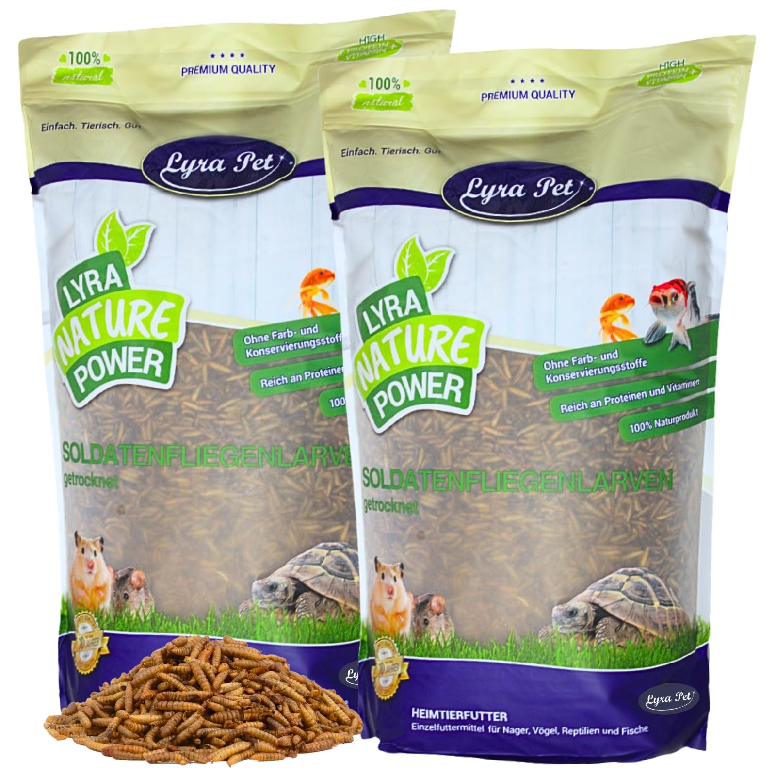 Lyra Pet® 10 kg Soldatenfliegenlarven getrocknet - Hermetia Illucens | Black Soldier Fly - wie Mehlwürmer - reich an Kalzium & Proteinen energiereiches Futter für Vögel, Fische, Nager & Reptilien