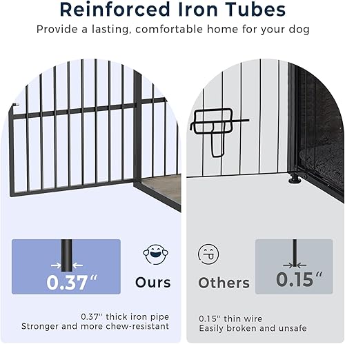 Miniatura 5 de Mueble de jaula para perros de 86.62 pulgadas, soporte de TV de raza grande con habitaciones dobles, mesa auxiliar de madera para perros con divisor
