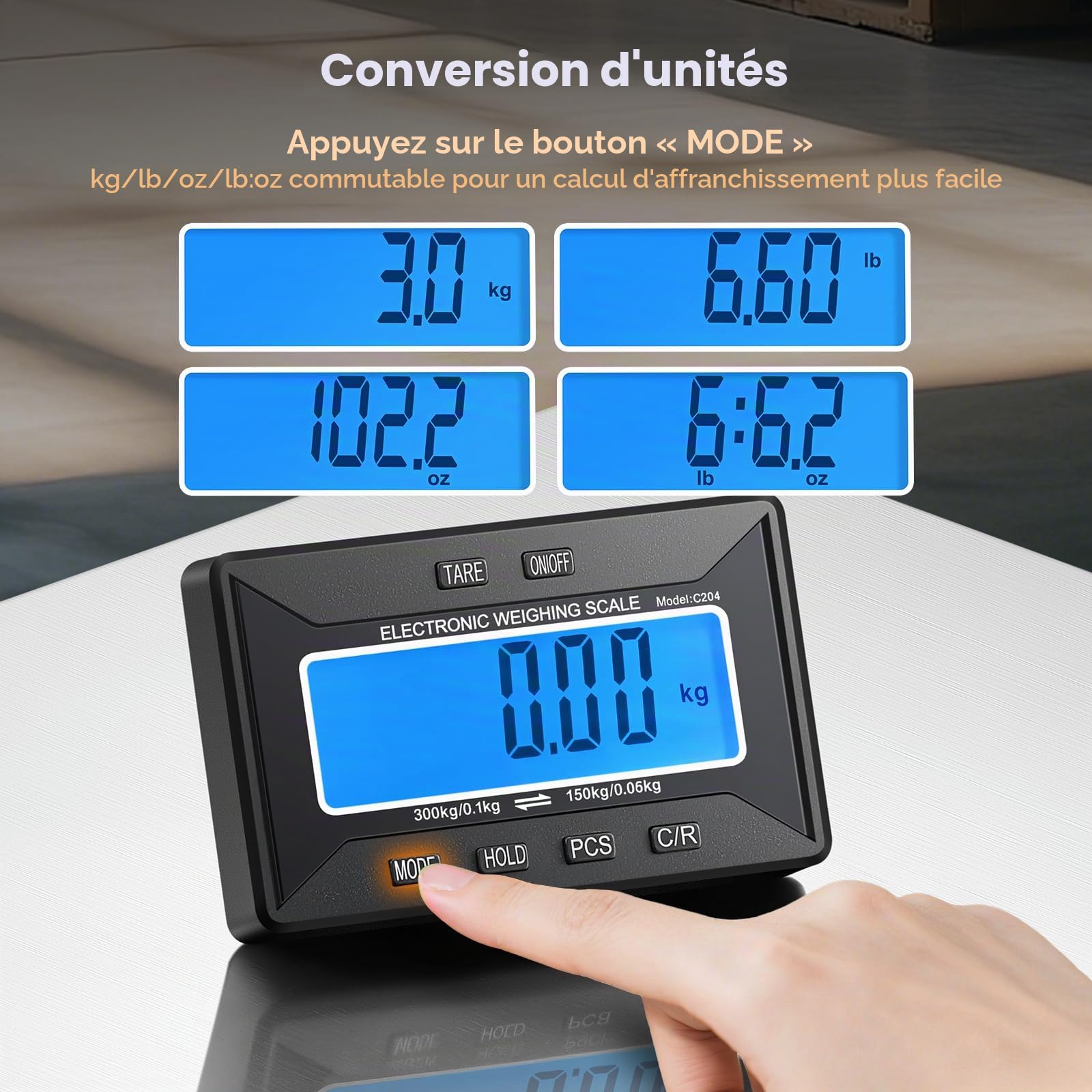 Bonvoisin Balance Postale Sans Fil 300kg, Portée 10m, Écran LCD Séparé