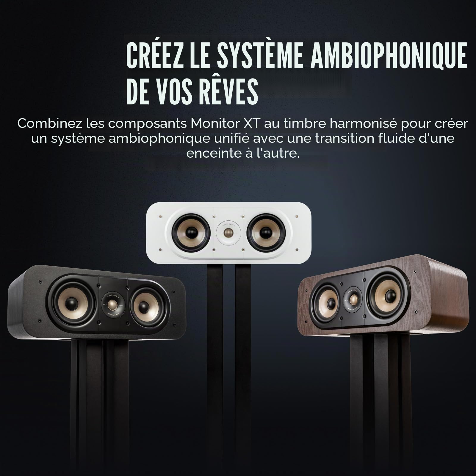 Polk Audio Signature Elite ES30 Enceinte Centrale Hi-Res, Compatible Dolby Atmos/DTS:X - Noir