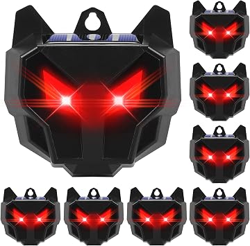 8 Pack Upgraded Coyote Deterrent Solar Predator Eyes Animal Repellent Outdoor Red LED Predator Light Deterrent for Deer,Fox, Raccoon,Skunk, Night Sentry for Chicken Coop,Yard,Garden & Farm Protection
