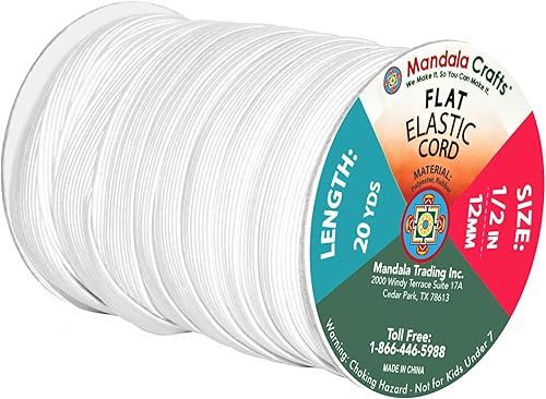 Vista 292 de Mandala Crafts - Rollo de cordón elástico plano para costura y manualidades Beige