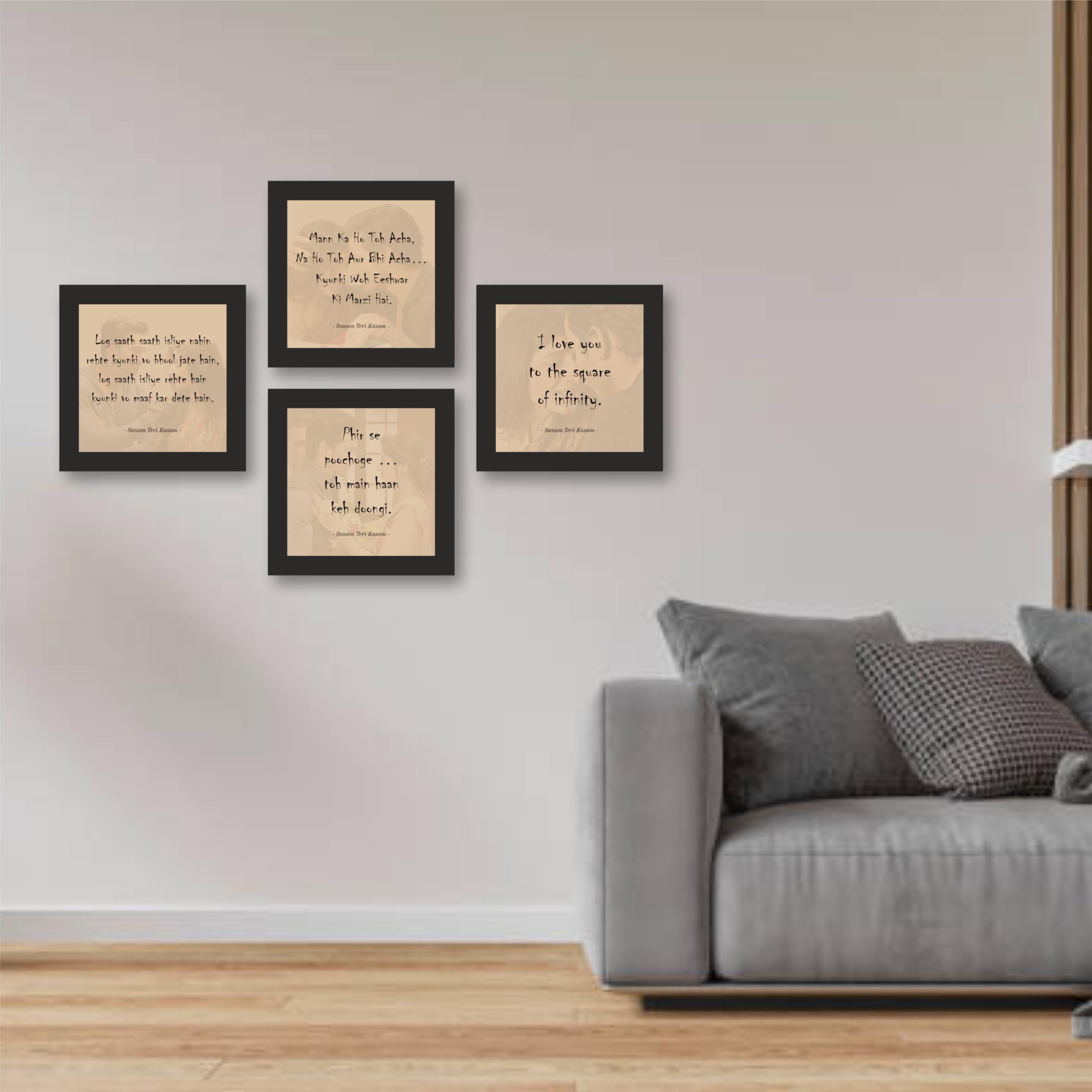 Sanam Teri Kasam Movie Dialogue Frame Set – Cream Background – Set…