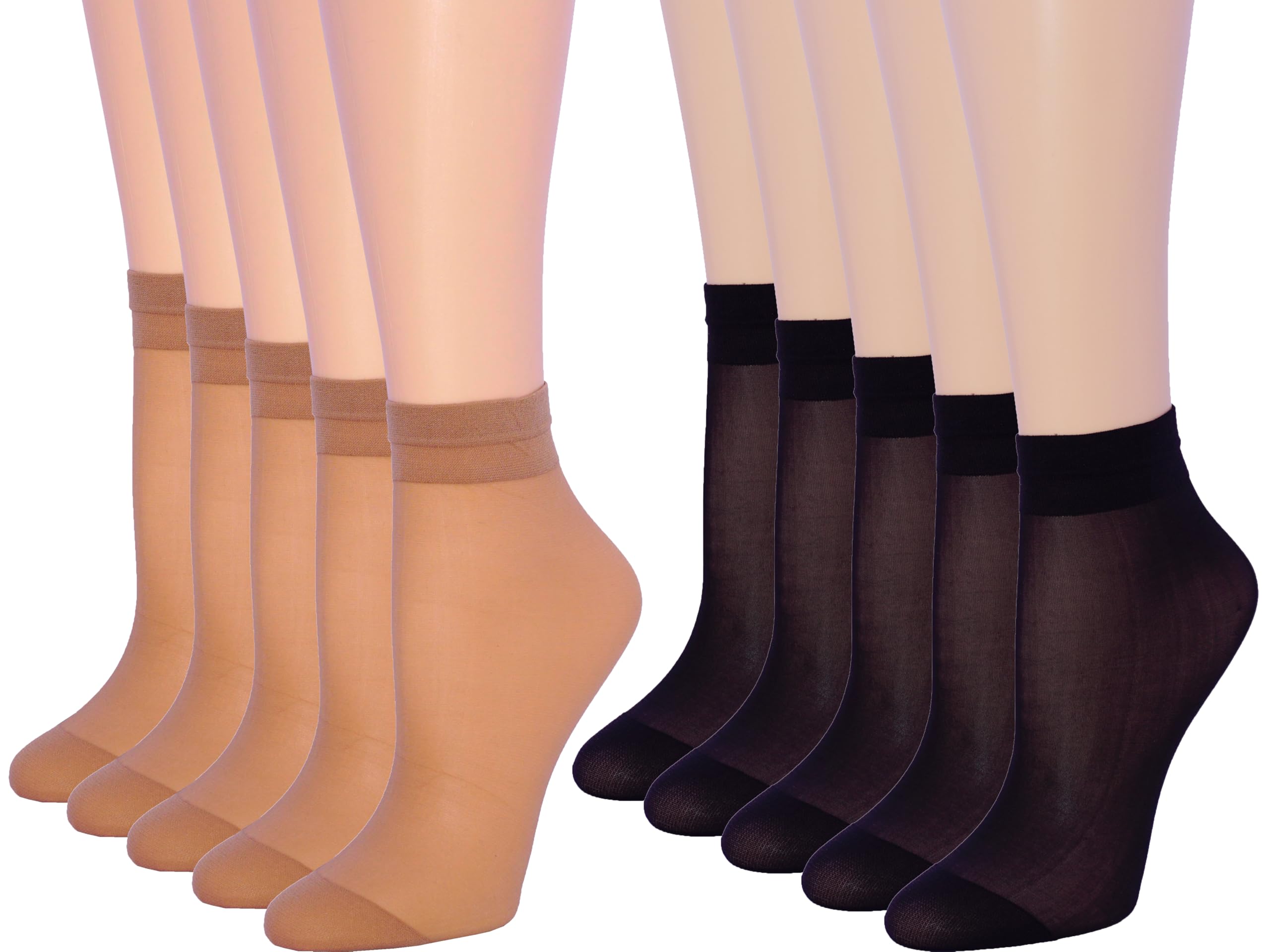 MALVA 10 Pairs Women's Ankle Low Cut Sheer Socks