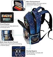 Vista 3 de Mochila para niños y niñas, mochila de viaje con diseño de astronauta y gato