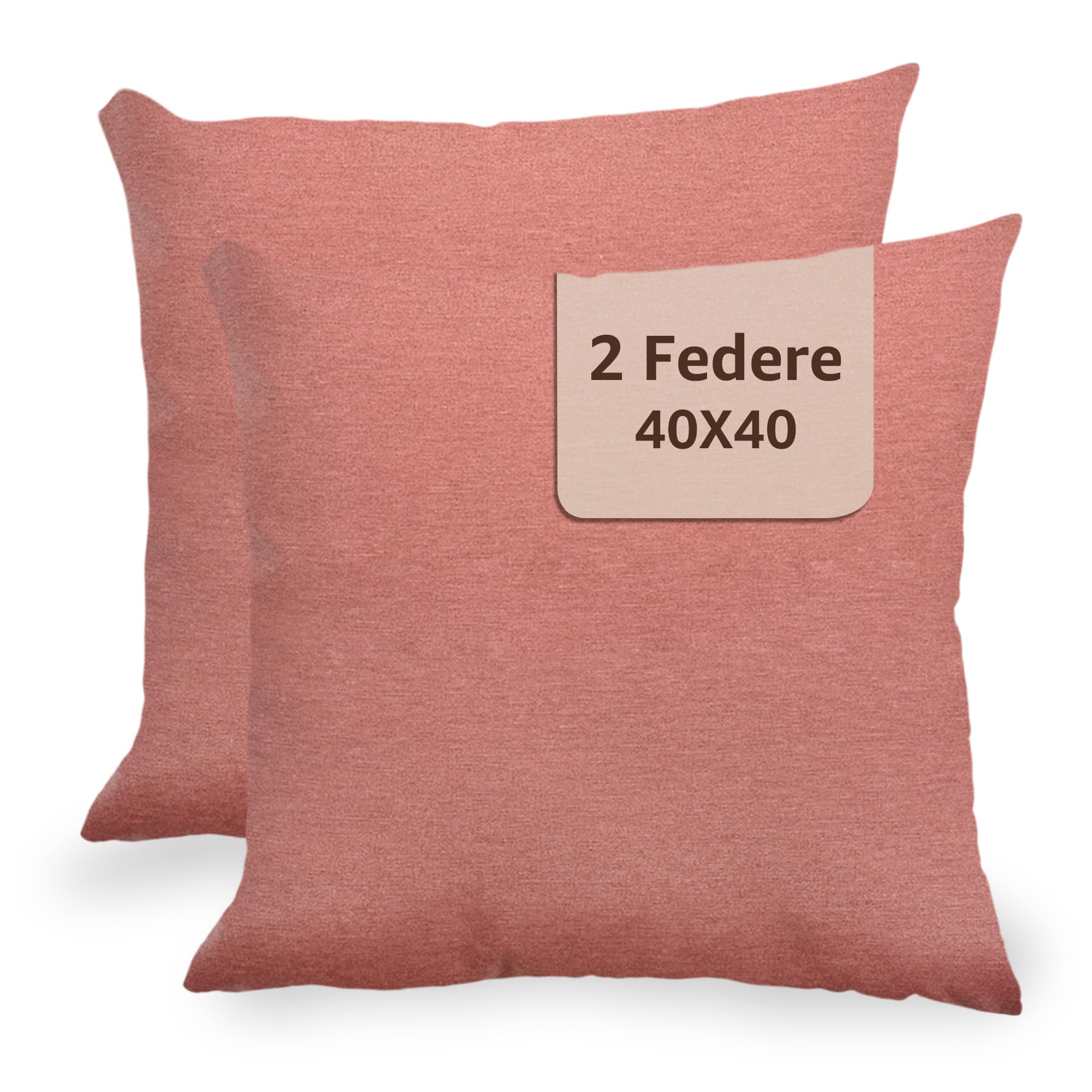 Eurofirany 2 Federe Per Cuscini Divano 40x40 Cm, In Morbido Poliestere Con Frange, Colore Rosa Cipria, Decorazione Per Soggiorno, Camera, Terrazzo