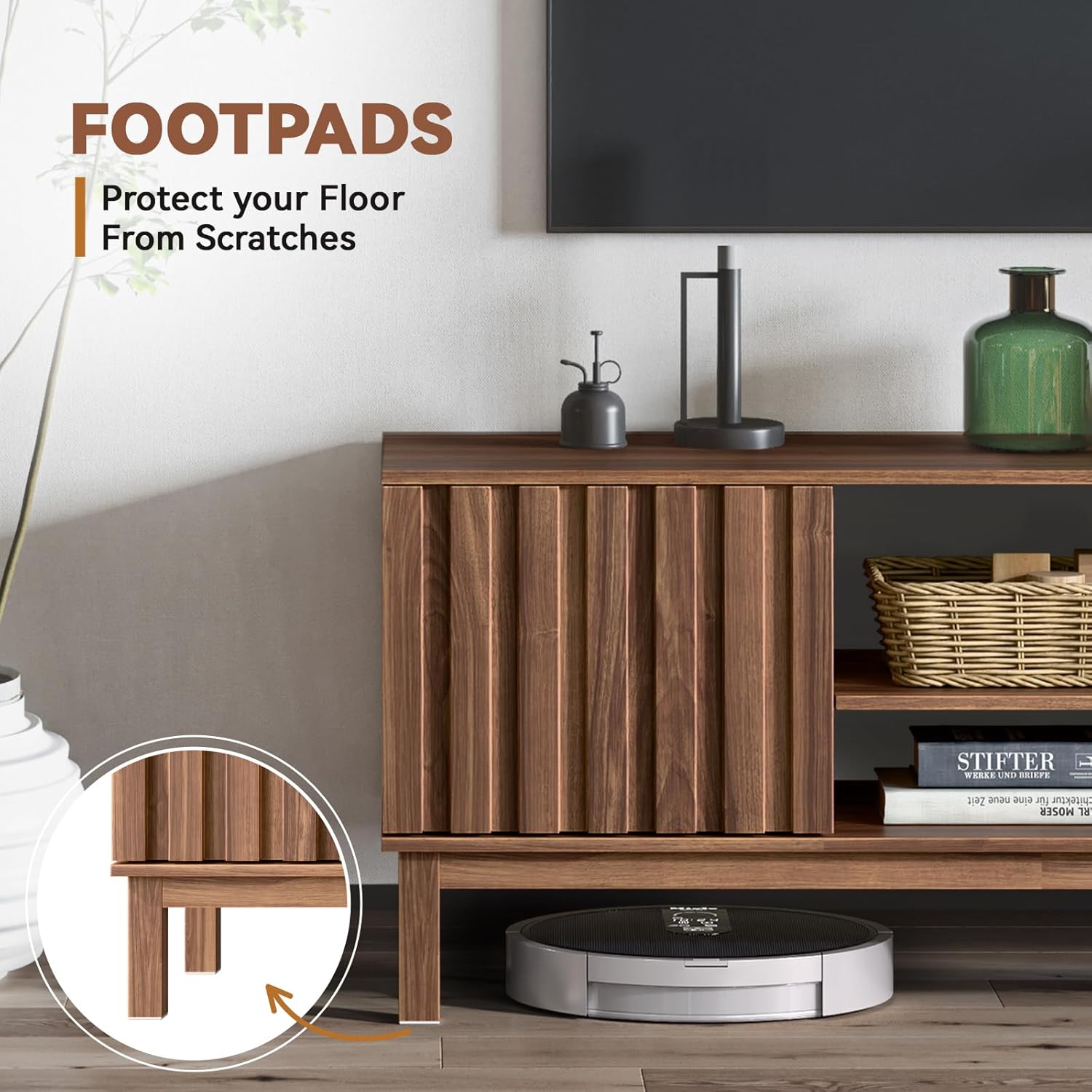 TV Stand for 32 65 inch TV, Entertainment Center with Storage Cabinet, Mid Century Modern Media Console Table for Living Room, Office