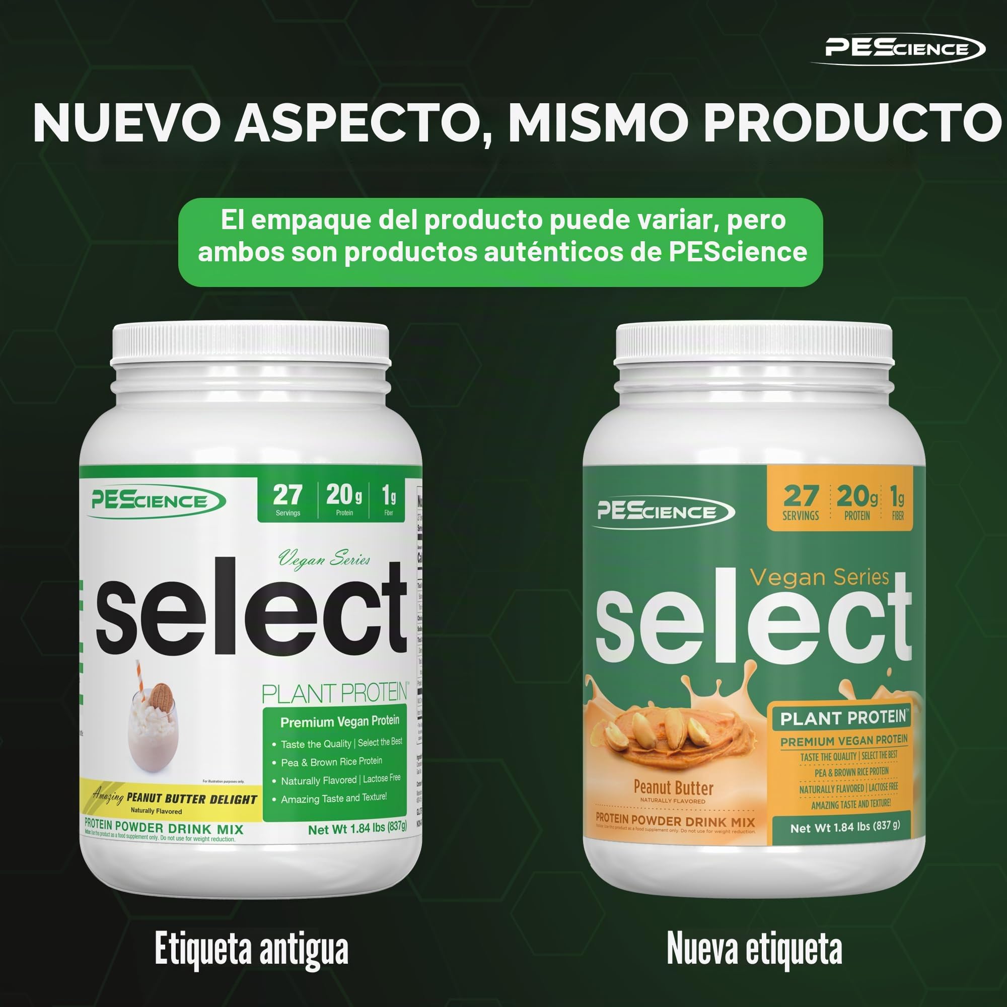 PEScience Select Protein Vegan Series, Peanut Butter Delight - 837G 980 g | Proteína en polvo a base de plantas, mezcla de guisantes y arroz integral, sin lácteos, sin lactosa, sin gluten