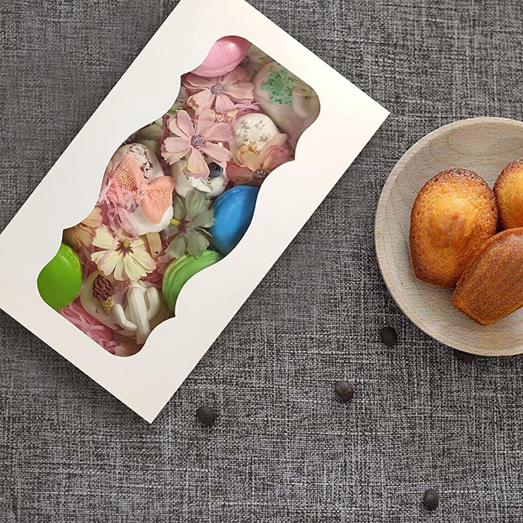 QOKLIYUI Scatola per Biscotti Economica ed Ecologica per Tutte Le Occasioni Confezione di Torte di Carta Scatola per Cupcake Scatola da Forno Facile igienica, Kraft da 10 * 6 * 2 Pollici