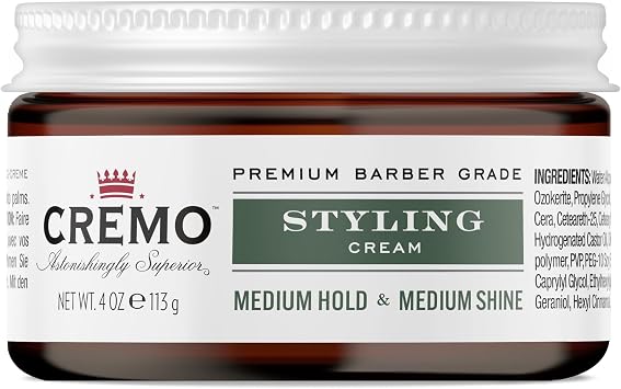 Cremo Hair Styling Cream for Men - Medium Hold - All Hair Types - 113g