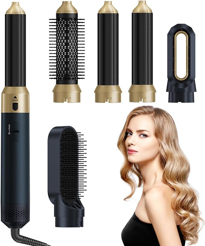 Spazzola ad Aria Calda per Capelli 5 in 1, 1000 W Airstyler Asciugacapelli Multifunzione per Styling, 3 Temperature Regolabili, Spazzola per Asciugare, Volumizzare, Lisciare,Blu