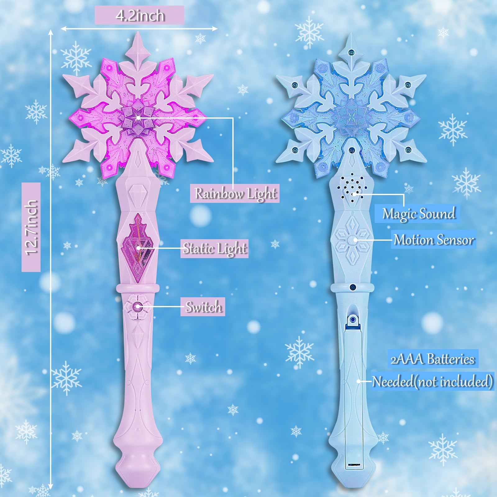 Sparkling Snowflake Fairy Wands - Set Of 12 - Perfect Party Favors For Frozen