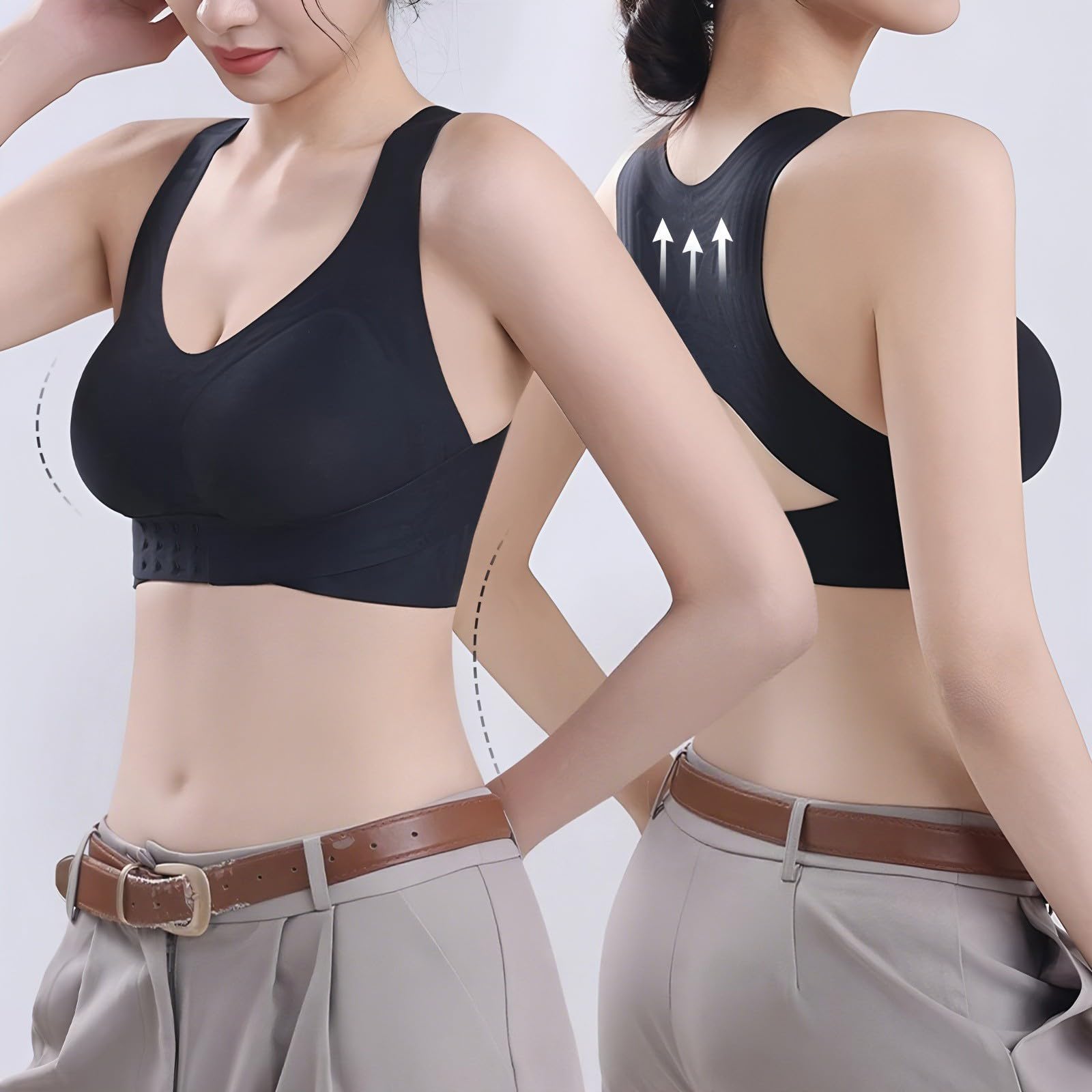 Genérico Posture Corrector Bra for Women Adjustable Back Support Front Closure Bras, Seamless Breathable Shaping Underwear Sujetadores Deportivos para Mujer