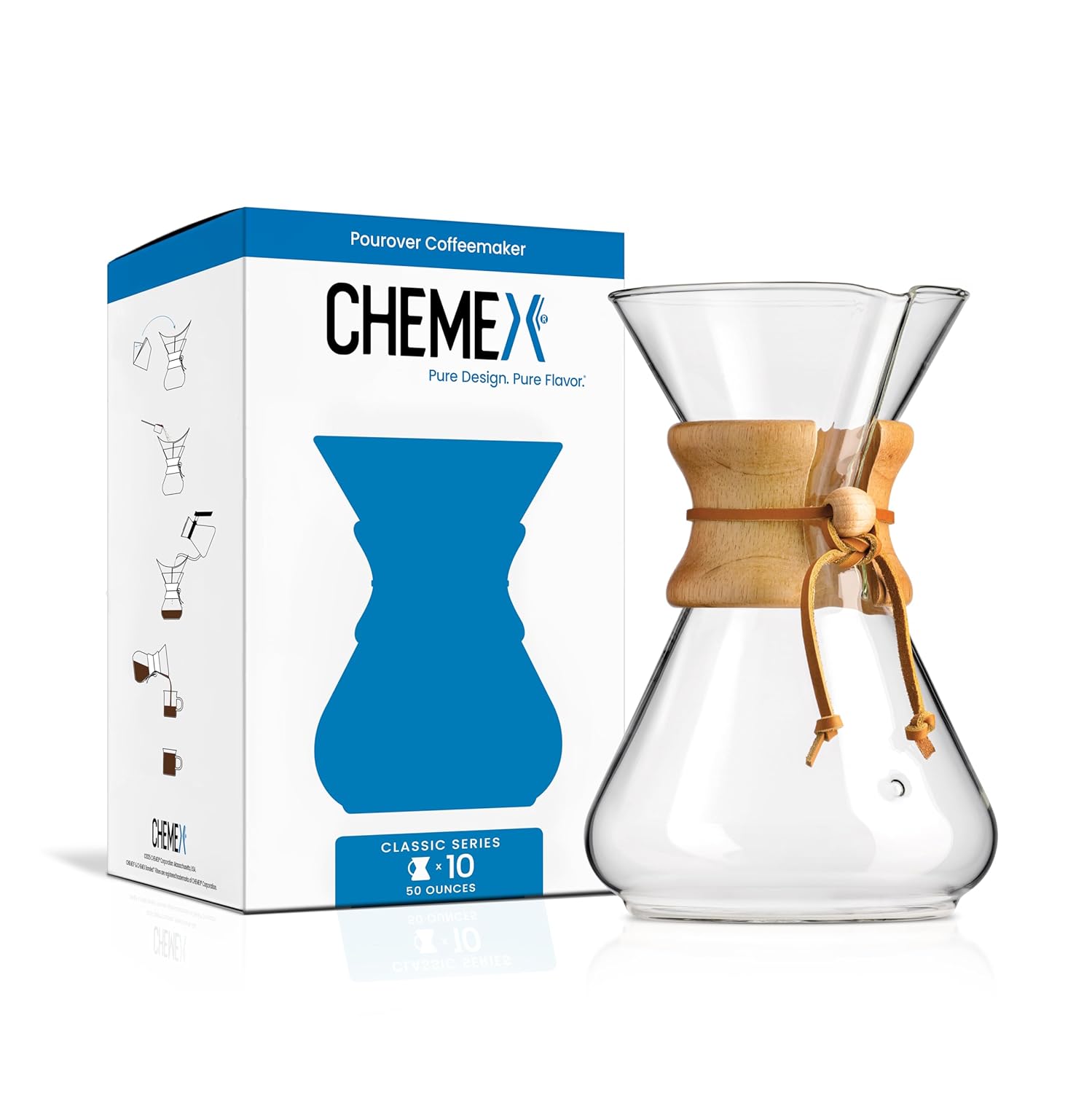 Chemex Pour-Over Glass Coffeemaker - Classic Series - 10-Cup - Exclusive Packaging