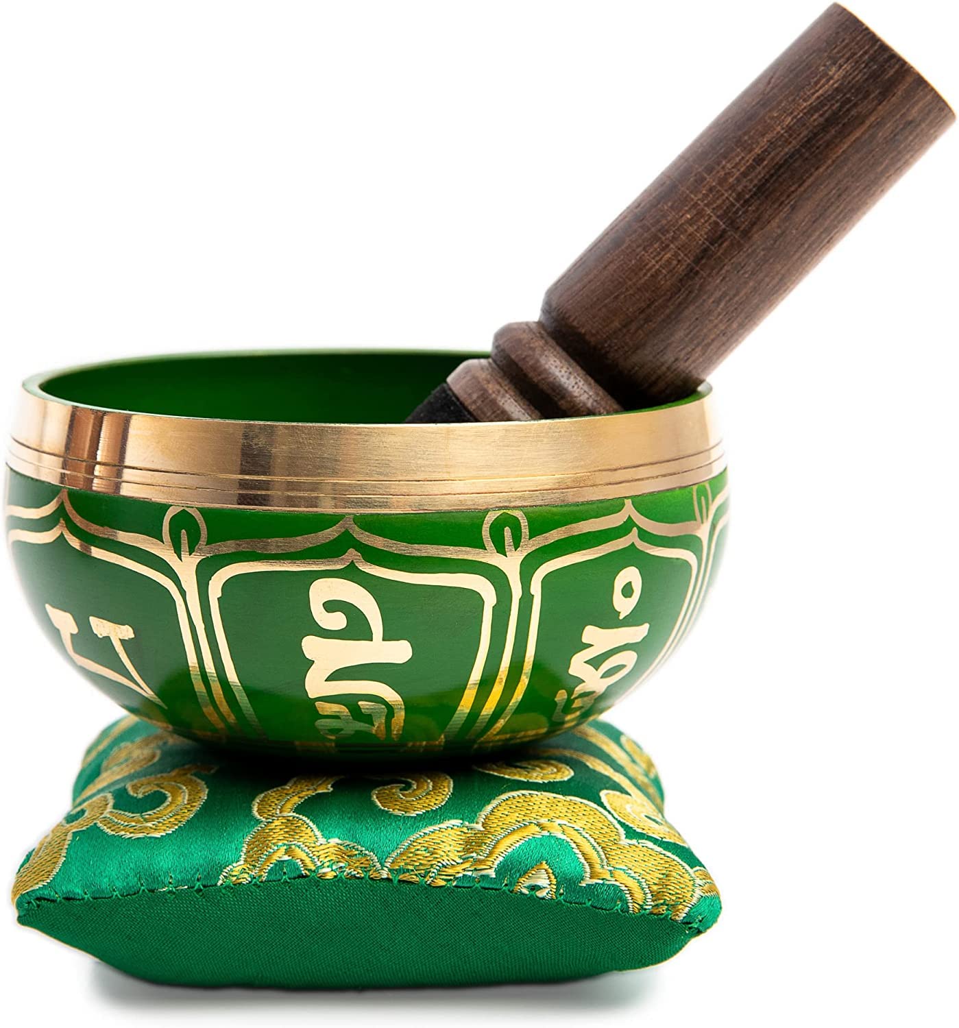 Tibetische Klangschalen-Set – einfach zu spielen für Anfänger – authentische handgefertigte Achtsamkeit, Meditation, ganzheitlicher Klang, 7 Chakra-Heilungsgeschenk von Himalayaar (Smaragd)