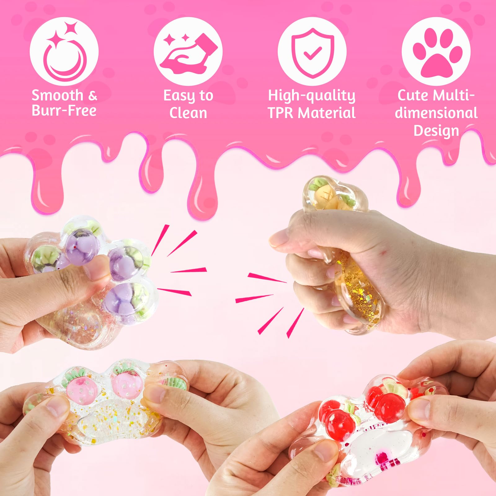 Giocattolo antistress con zampa di gatto squishy, giocattoli sensoriali colorati a lenta cresca per adulti Bambini Ansia Rilassamento Bomboniere Regalo