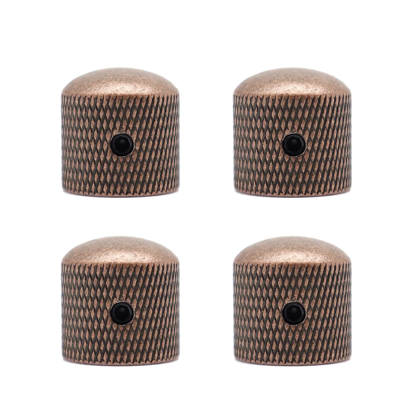 XIYANGJUAN 4Pcs Metal Guitar Knobs Red Copper Volume Tone Spped Control Dome Knobs with Allen Keys Screws for Fender Telecaster Gibson Les Paul Electric Guitar Bass (Red Copper)