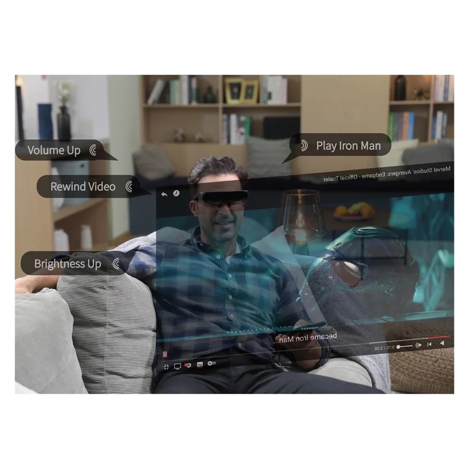 Occhiali AR intelligenti Schermo gigante portatile for visualizzazione Set DP Proiezione schermo for computer for telefono cellulare Display 3D OLED 1080P(Silver)