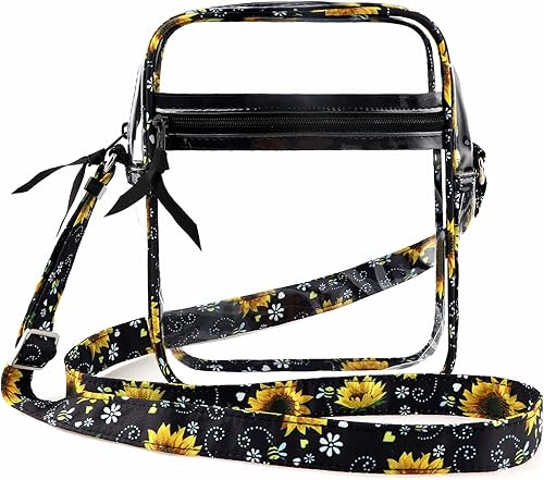 DONGGANGAJI Bolsa cruzada transparente, aprobada para estadios para conciertos, bolsa de hombro transparente con correa ajustable con bolsillo