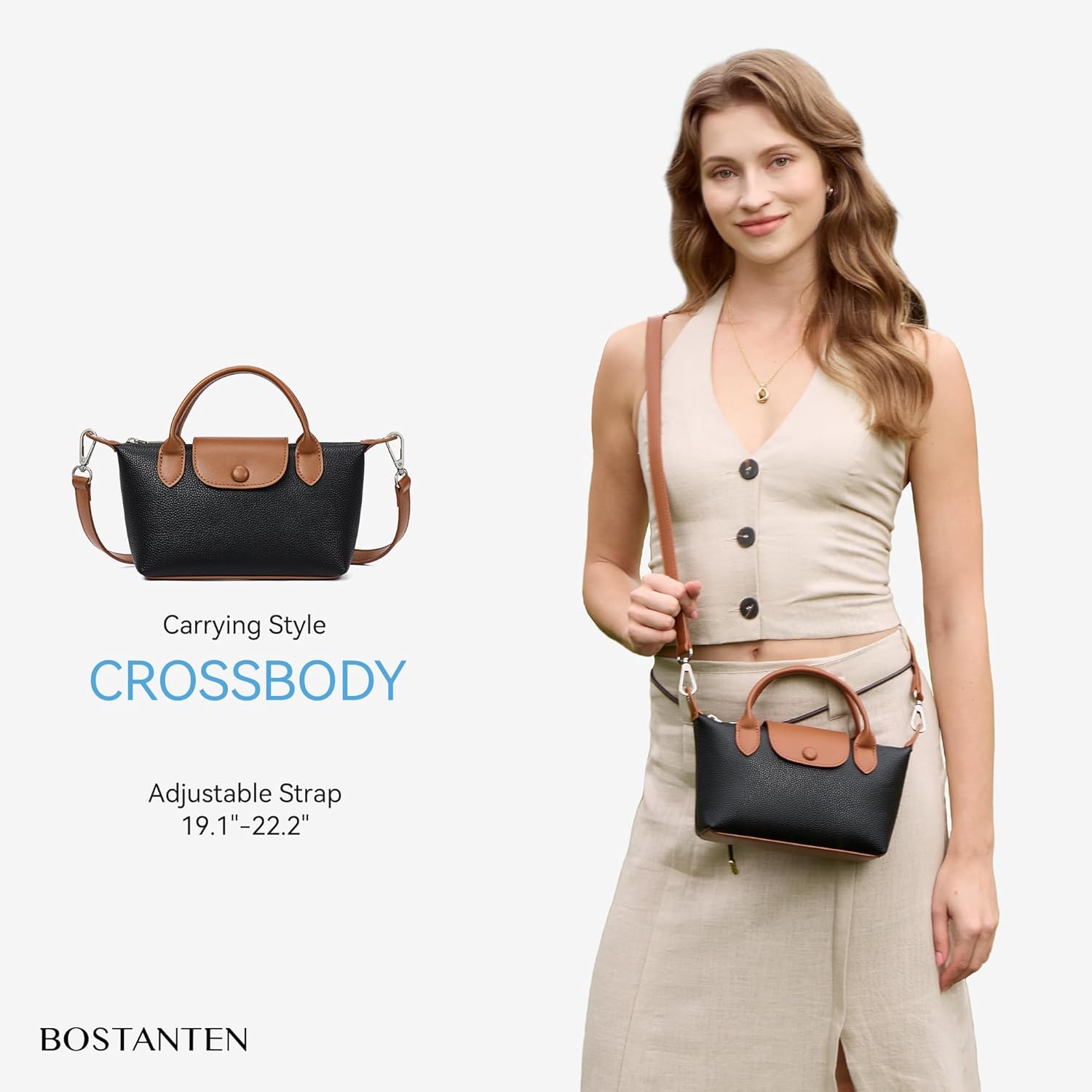 BOSTANTEN Mini Tote Small Crossbody Bags for Women with Adjustable Strap Top Handle Purse for Everyday Use - Image 3
