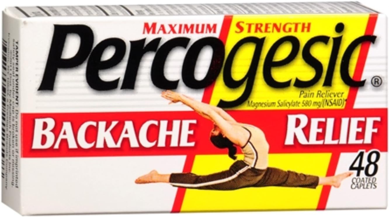 Percogesic Backache Relief Caplets 48 Caplets (Pack of 4)