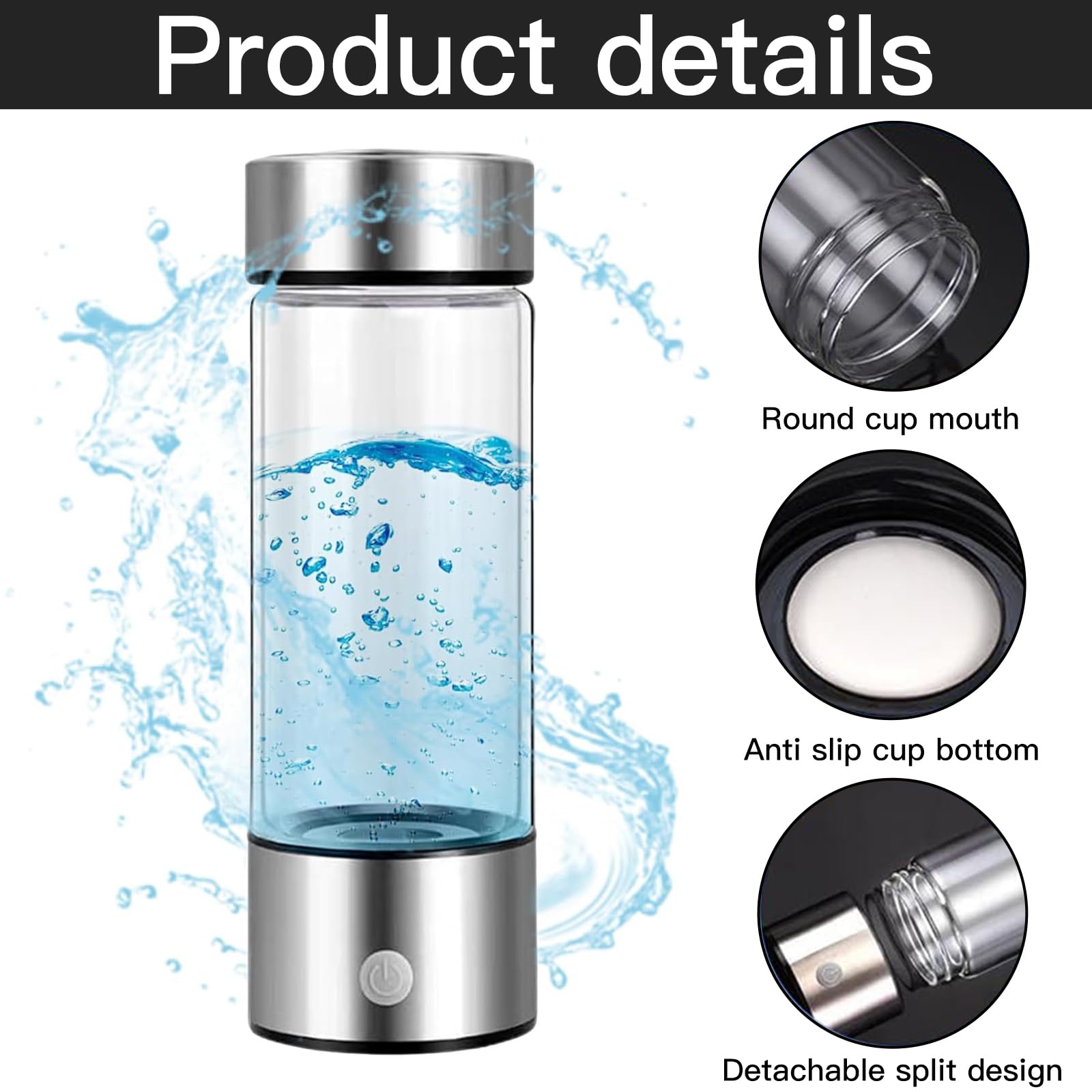 Bottiglia d'acqua idrogeno, generatore di acqua idrogeno, macchina portatile ionizzatrice per acqua, per casa, ufficio, viaggio