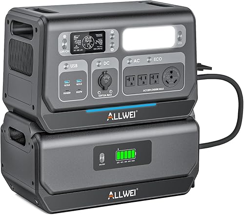 Miniatura 106 de ALLWEI Generador solar de 500 W con panel solar de 100 W, estación de energía portátil LiFePO4 de 512 Wh con salidas de CA (sobretensión de 1000 W)