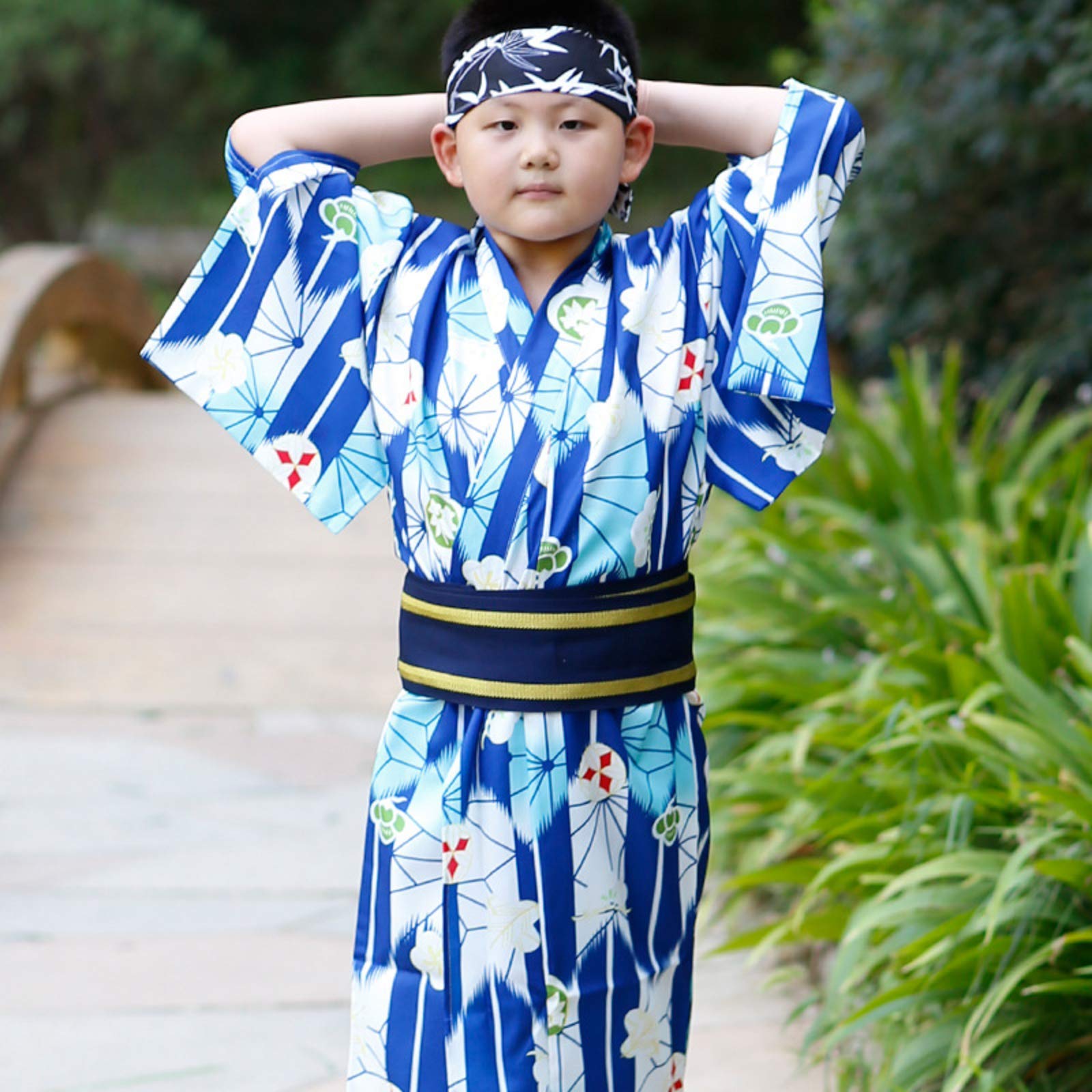 Amazon.co.jp: 日本の着物少年版青刀雨風伝統少年着物スーツ