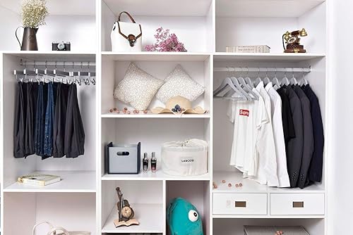 Miniatura 3 de Perchas de madera de calidad, juego de 10 perchas ligeramente curvadas, perchas de madera maciza con elegantes ganchos cromados, perchas para ropa