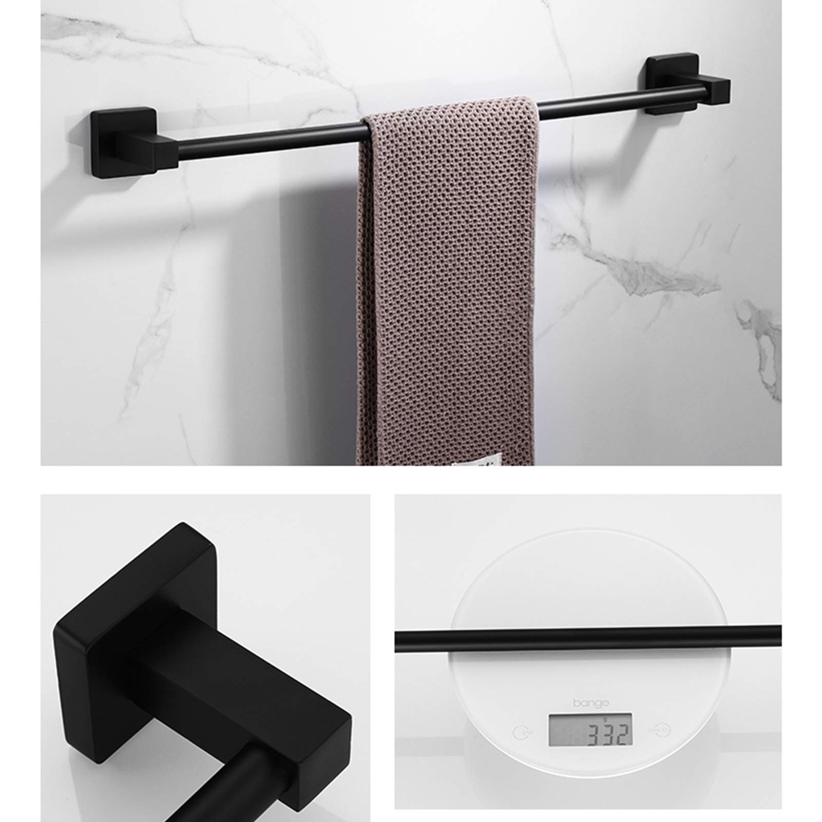 Montado en la Pared de la Barra de Toallas, 30cm / 40cm / 50cm / 60cm / 70cm / 80 cm Toalla de Toalla para Soporte de Rack para baño o Accesorio de Cocina, Negro (Size : 60cm)