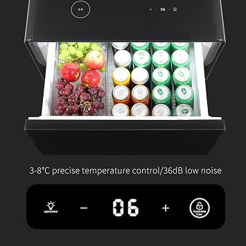 Smart Side Table with Built-in Fridge, Nightstand Fridge, Smart Coffee Table, Mini Fridges Nightstand, Wireless Charging, Temperature Control, Power Socket, USB Ports, Outlet Protection (Black)