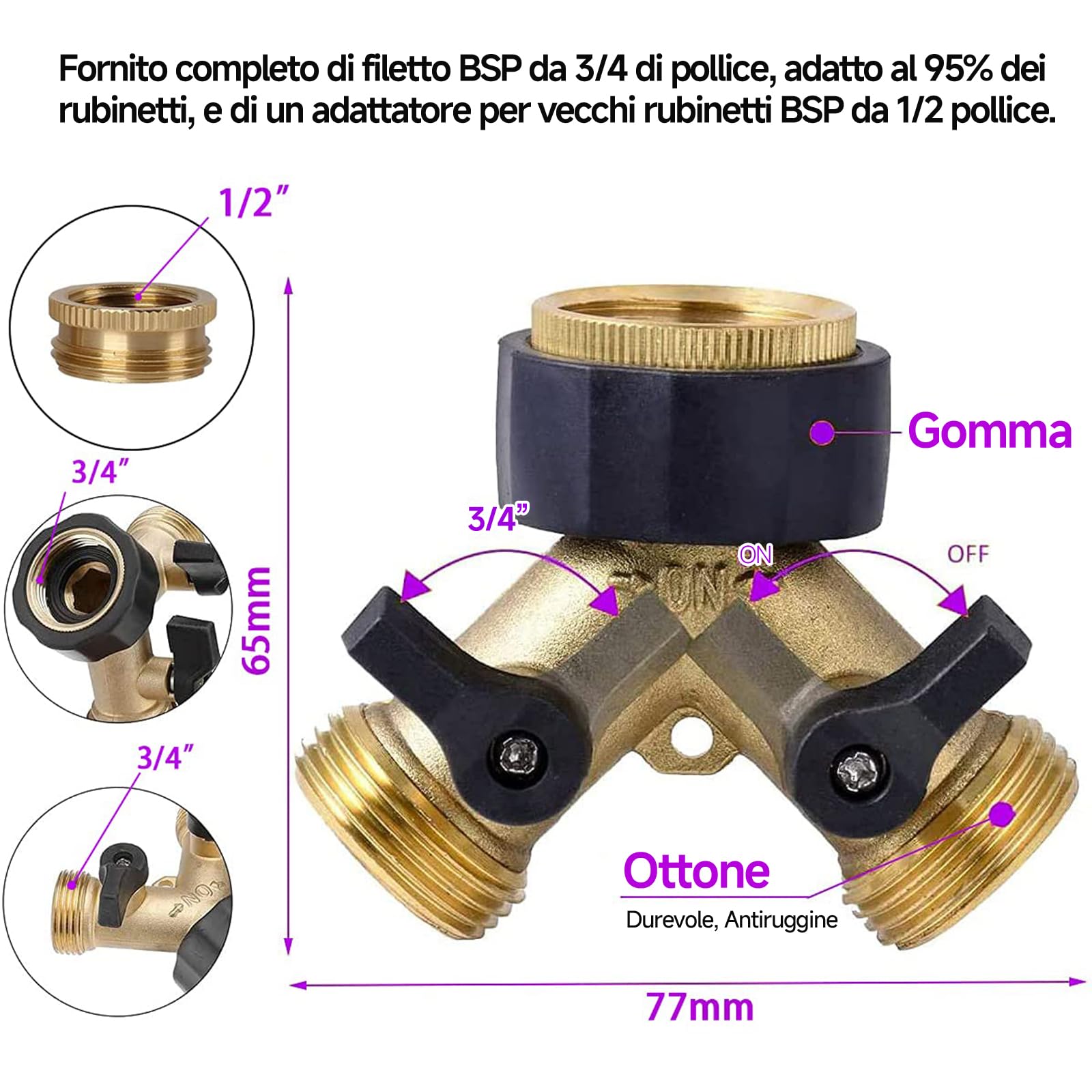 7 PZ KIT rubinetto adattatore acciaio inox per tubo lavandino cucina