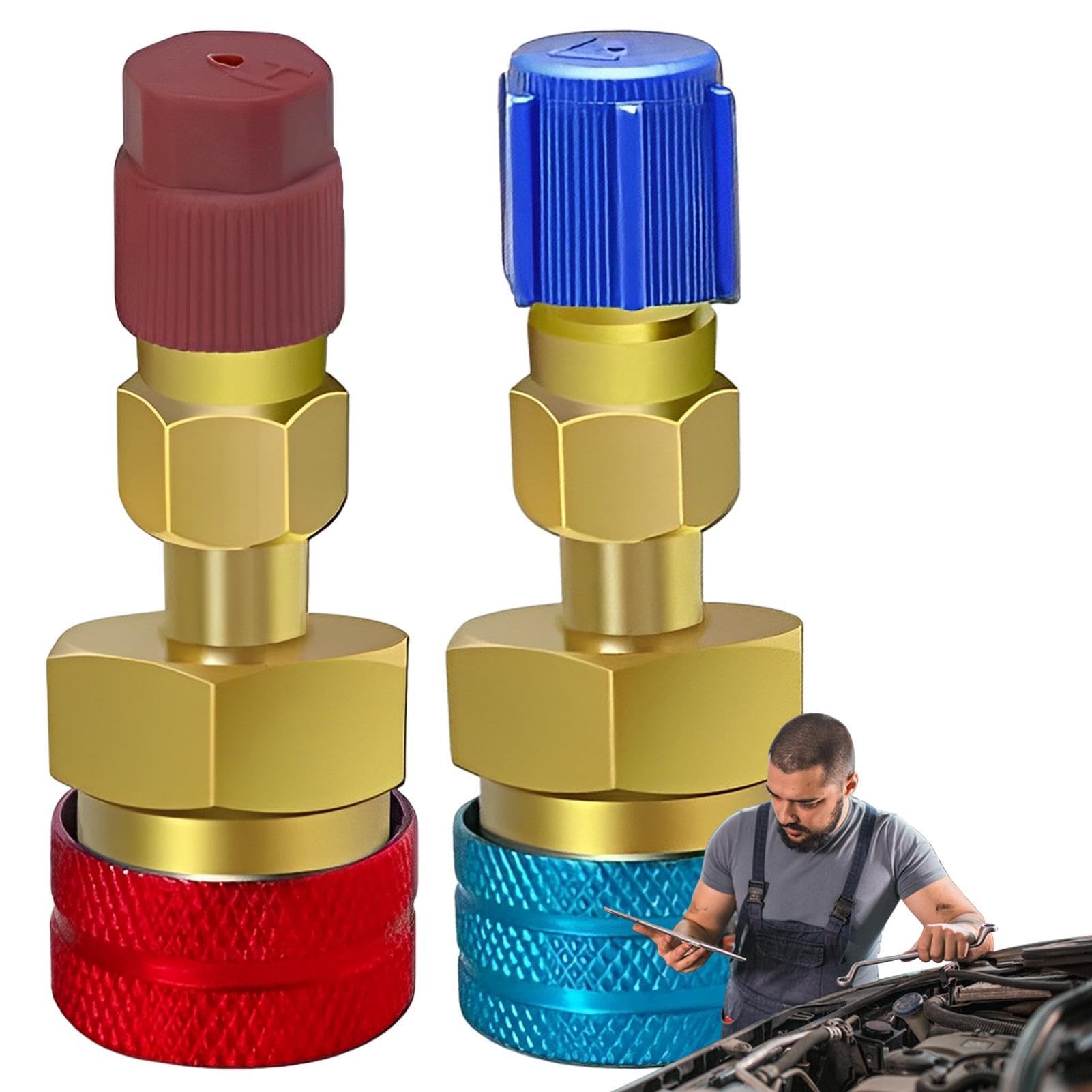 Adattatore refrigerante – Connettore R1234yf R134a, adattatore aria condizionata refrigerante | Kit di conion connettore laterale alto e basso adattatore, kit connettore tubo calibro