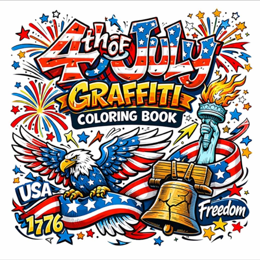 4th of July Graffiti Coloring Book: Bold Patriotic Street Art Designs with Fireworks, Eagles, Liberty And Freedom-Inspired Coloring Pages