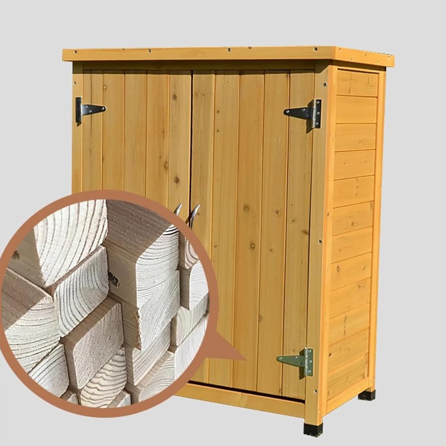 Weatherproof Wooden Storage Cabinet for Balcony, Garage, and Outdoor Use