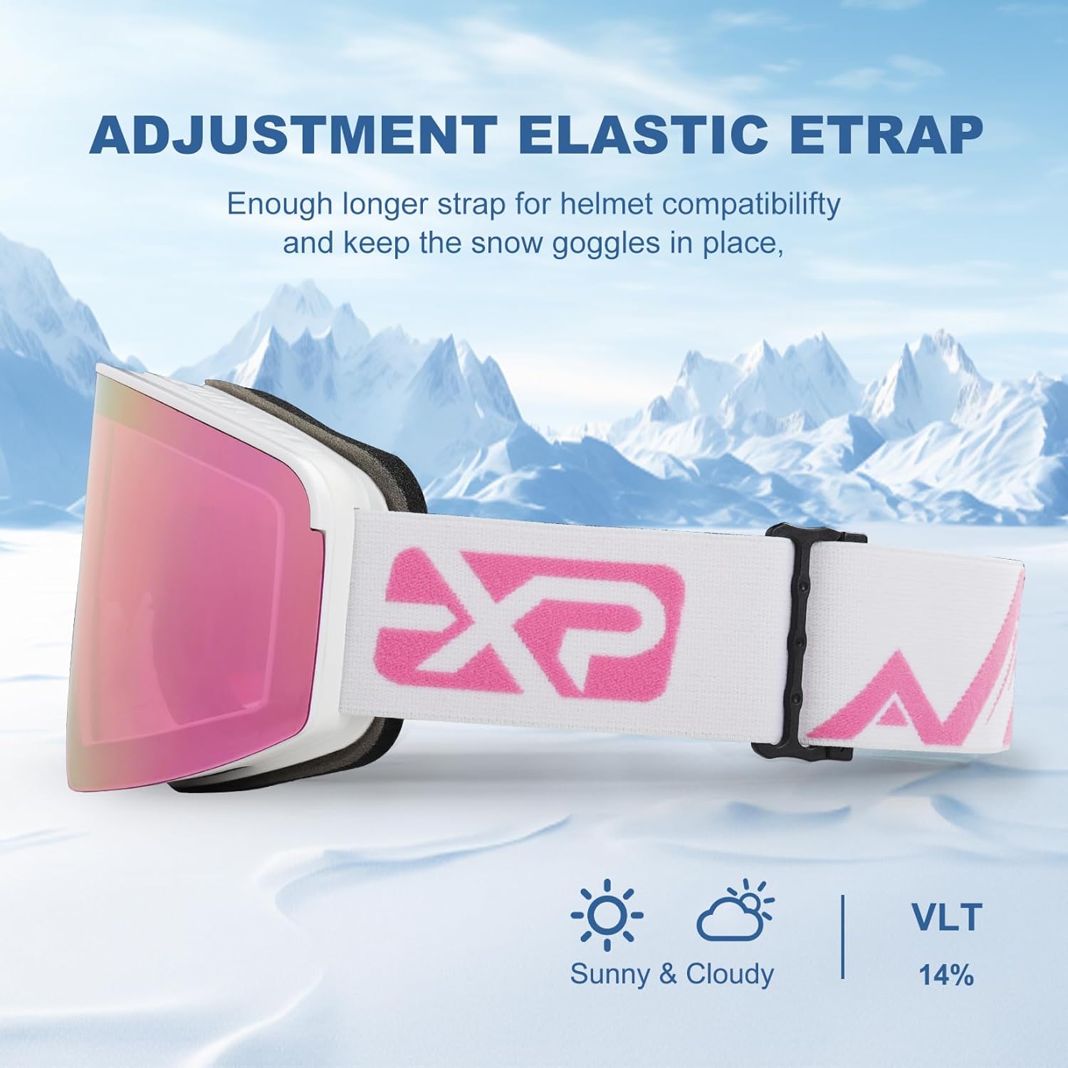EXP VISION Ski/Snowboard Goggles, Magnetic Lens Snow Goggles with Anti-Fog & UV400 Protection for Men & Women