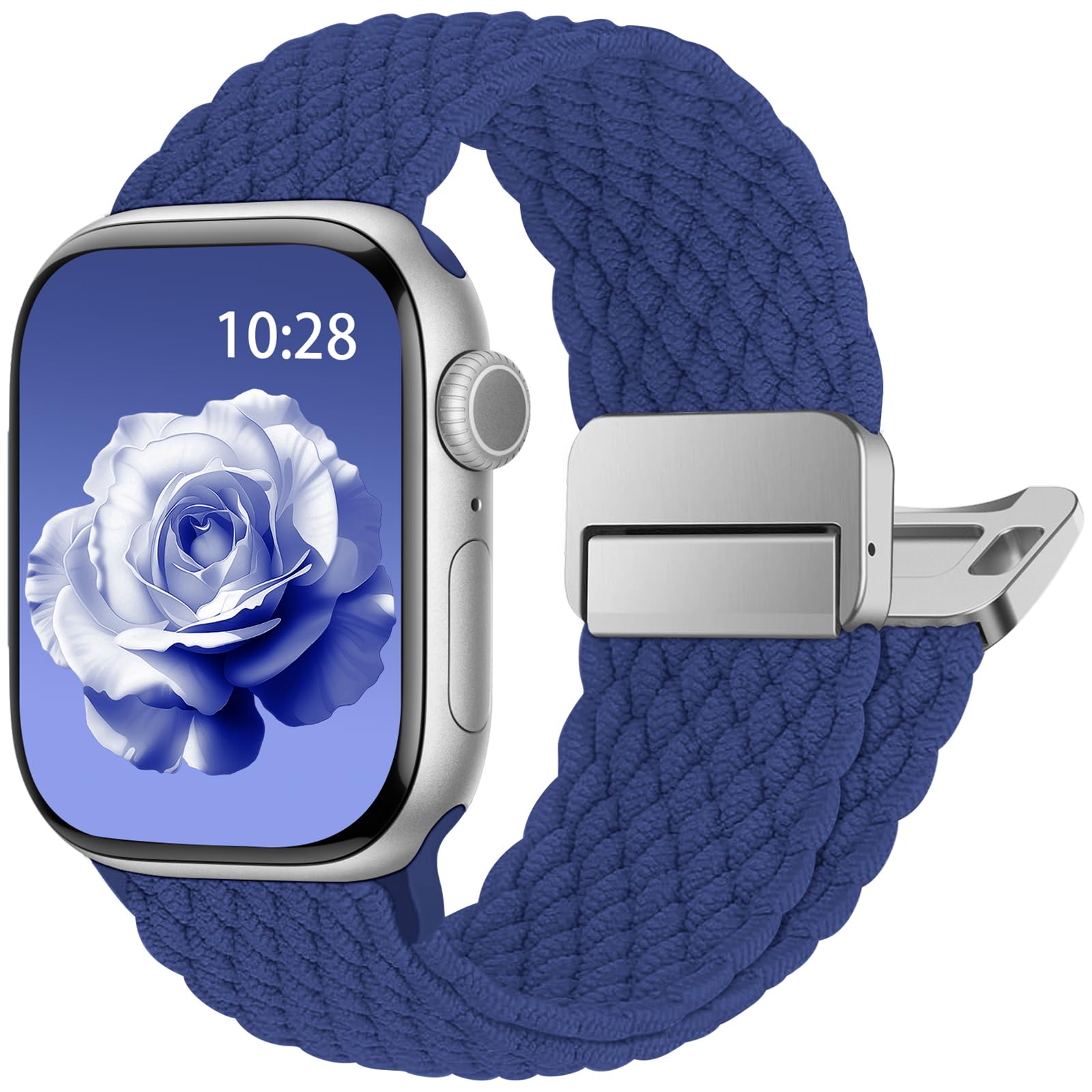 Geflochtenes Armband Kompatibel mit Apple Watch Armband 42mm 41mm 40mm 38mm 44mm 45mm 46mm 49mm,Elastisch Weich Nylon Armbänder mit Magnet Verschluss für iWatch Series 10 11 9 8 7 6 5 4 SE 3 2 1 Ultra