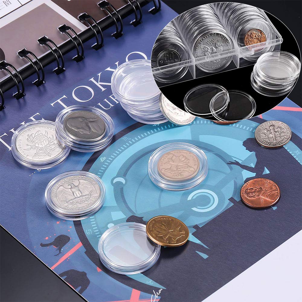 DECARETA Coin Capsules 30 Piece Round Coin Holder Case Coin Capsules