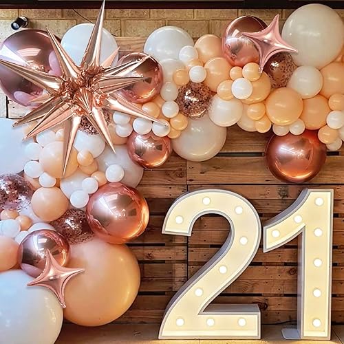 Miniatura 6 de Globos de lámina dorada rosa en forma de estrella paquete de 6 Starburst y Spike para bodas y fiestas