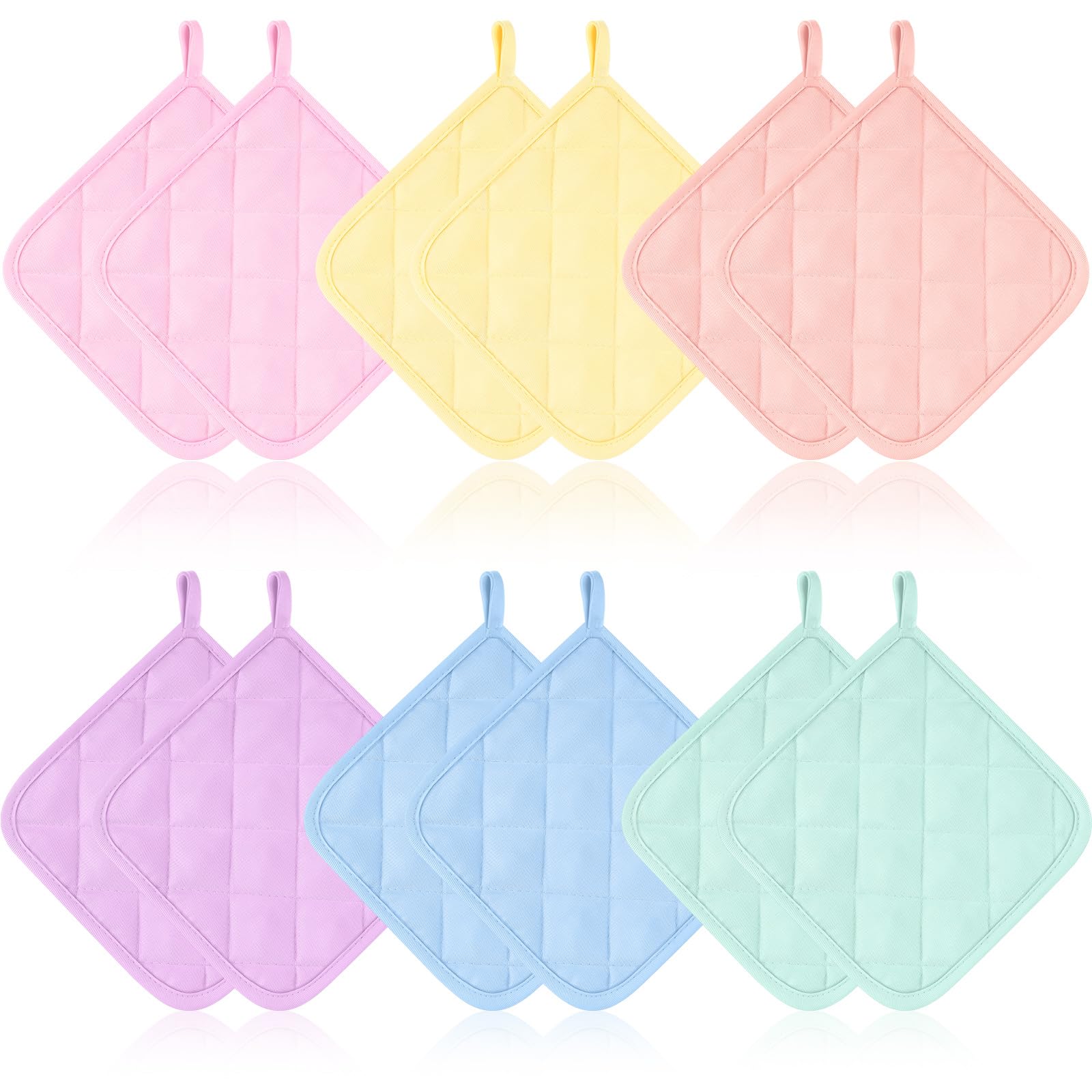 Soportes de algodón para ollas de cocina: pack de 12 manoplas cuadradas para manualidades