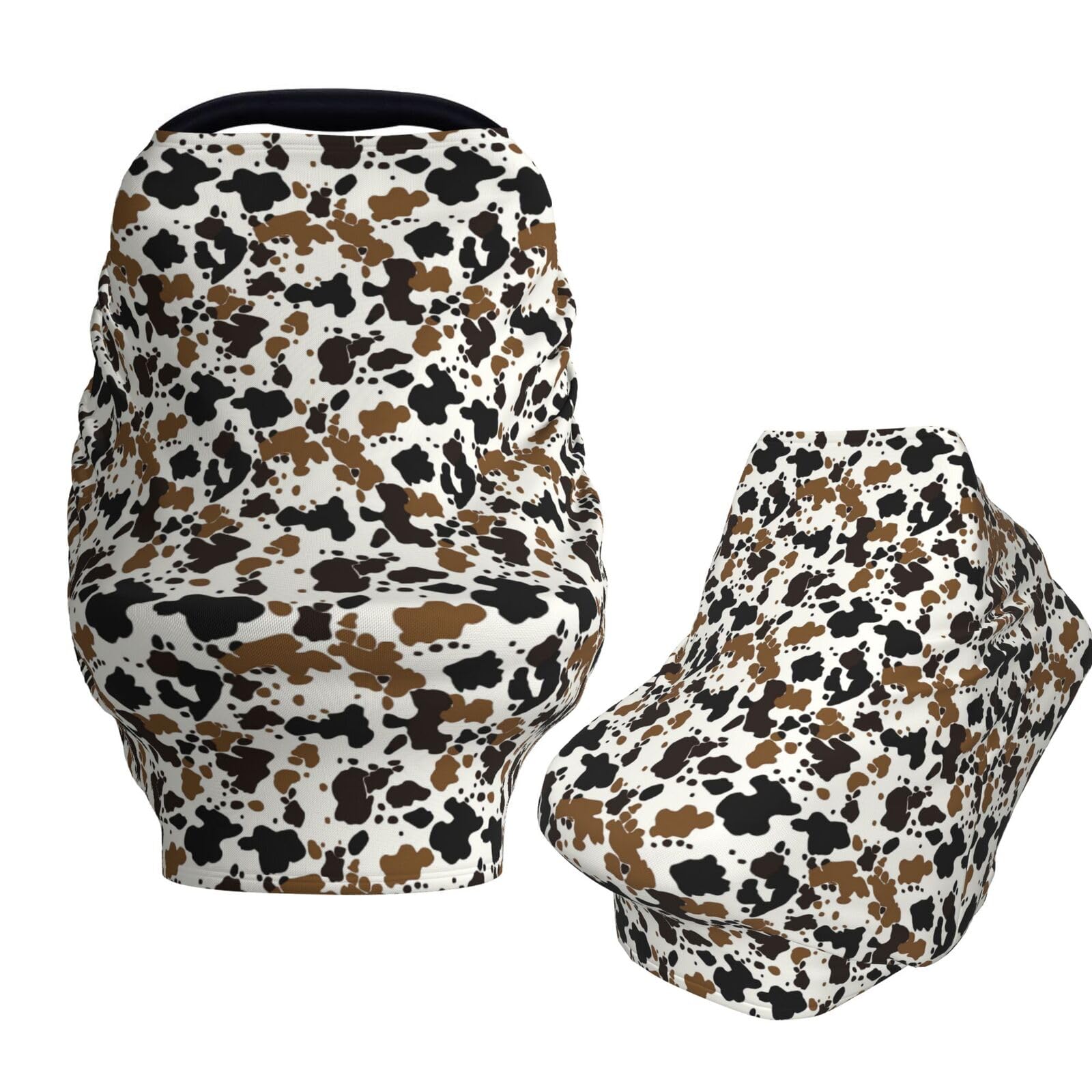Brown Black Cow Skin Baby Car Seat Covers Carseat Canopy Soft Infant Stroller Cover Nursing Breastfeeding Covers for Girls Boys Newborn
