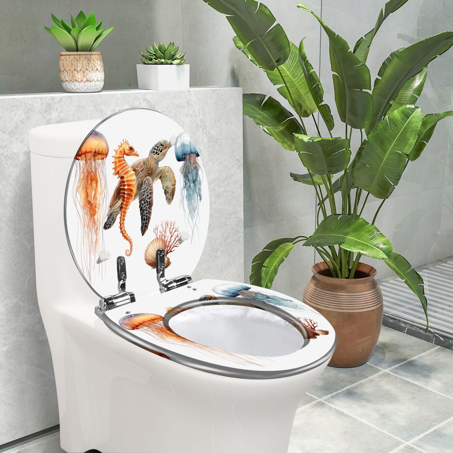 Asiento de inodoro redondo genérico de cierre suave para baño